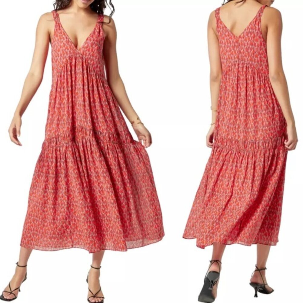 Joie Maxi Dress Sleeveless‎ Tiered Flowing Summer Dress Tea Rose JE600IPR MEDIUM